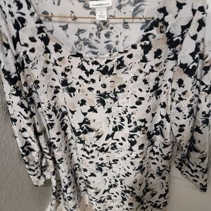 Croft & Barrow Stylist Black and White Floral Long Sleeve Top